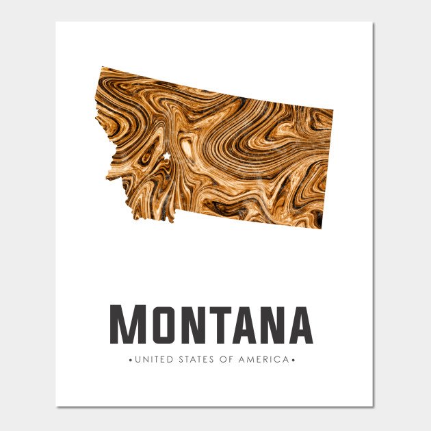 Montana state map abstract golden brown